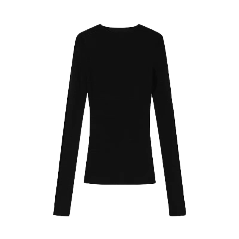 Maglione a maniche lunghe a righe con colletto rovesciato da donna