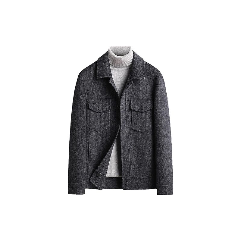Giacca con zip intera in lana merino
