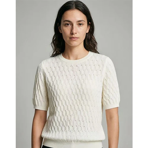 White Textured Knit Short Sleeve Top White Textured Knit Short Sleeve Top